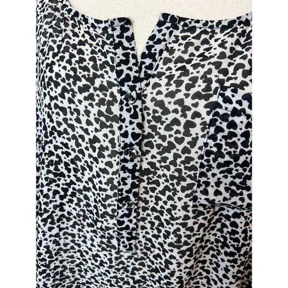 Torrid Plus Size Blouse 2X 2 Sheer long sleeve Hearts 10455965 Long Sleeve Shirt - Picture 11 of 12